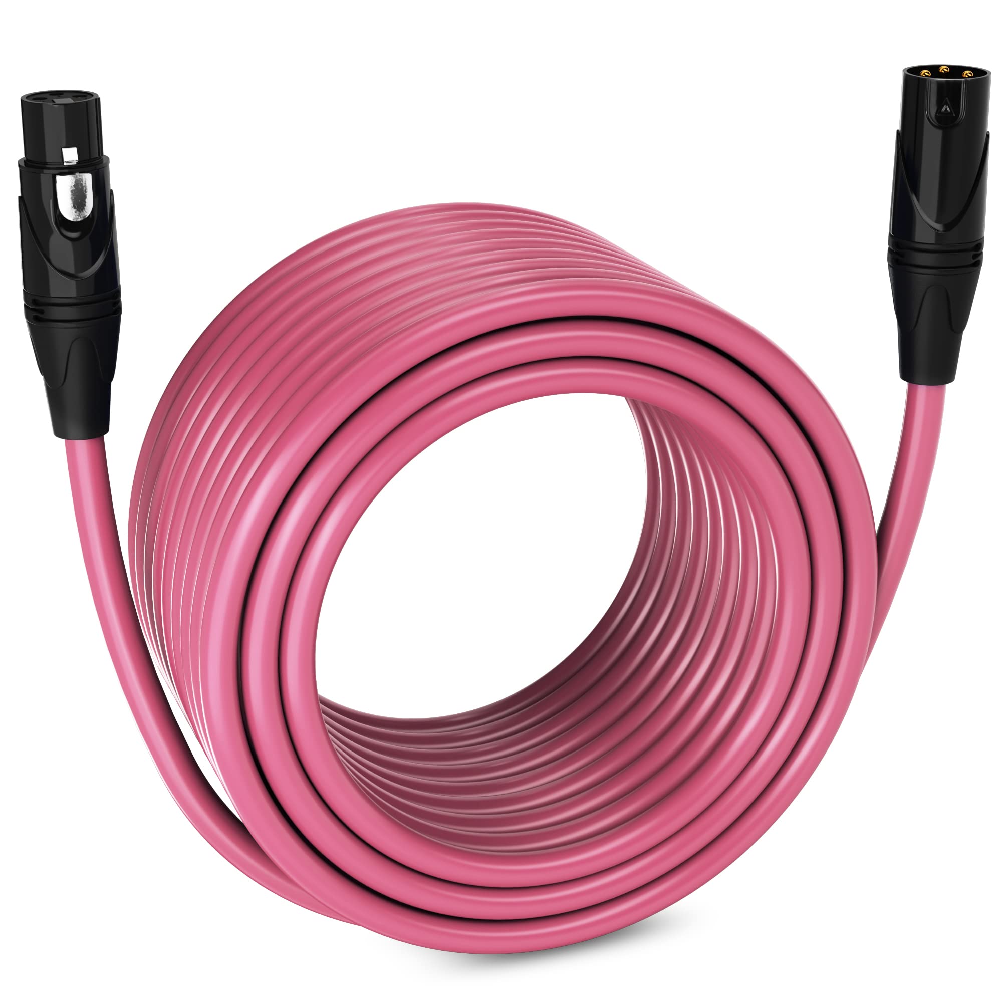 LyxPro 100ft XLR Microphone Cable - Balanced Male to Female 3-Pin Mic Cord for Professional Audio Equipment, Powered Speakers & Recording Devices | Durable Pro Audio Cable for Studio, Live Performances & Podcasting (Pink)
