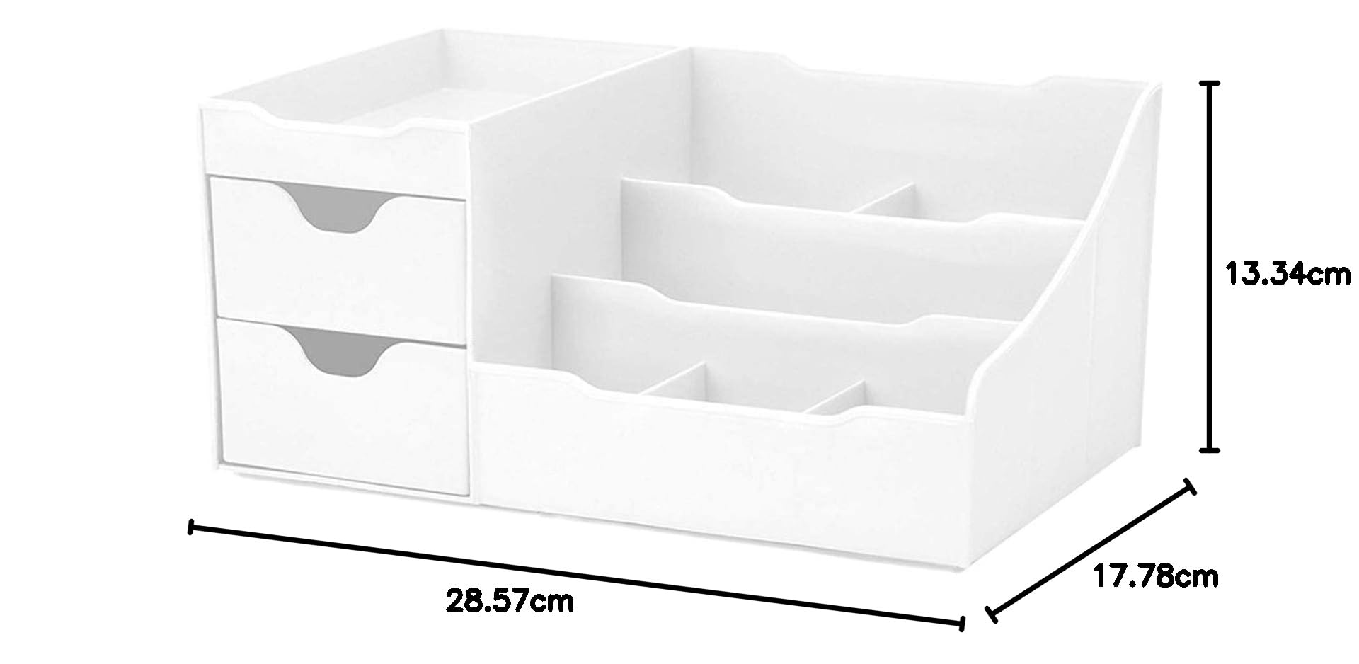 PMUYBHF 5-Tier Makeup Organizer with Drawers - Modern Countertop Cosmetic Storage Box, Vanity Dresser & Nightstand Organizer for Makeup Brushes, Lipsticks, Skincare (White) - Perfect for Bedroom, Bathroom & Dressing Table