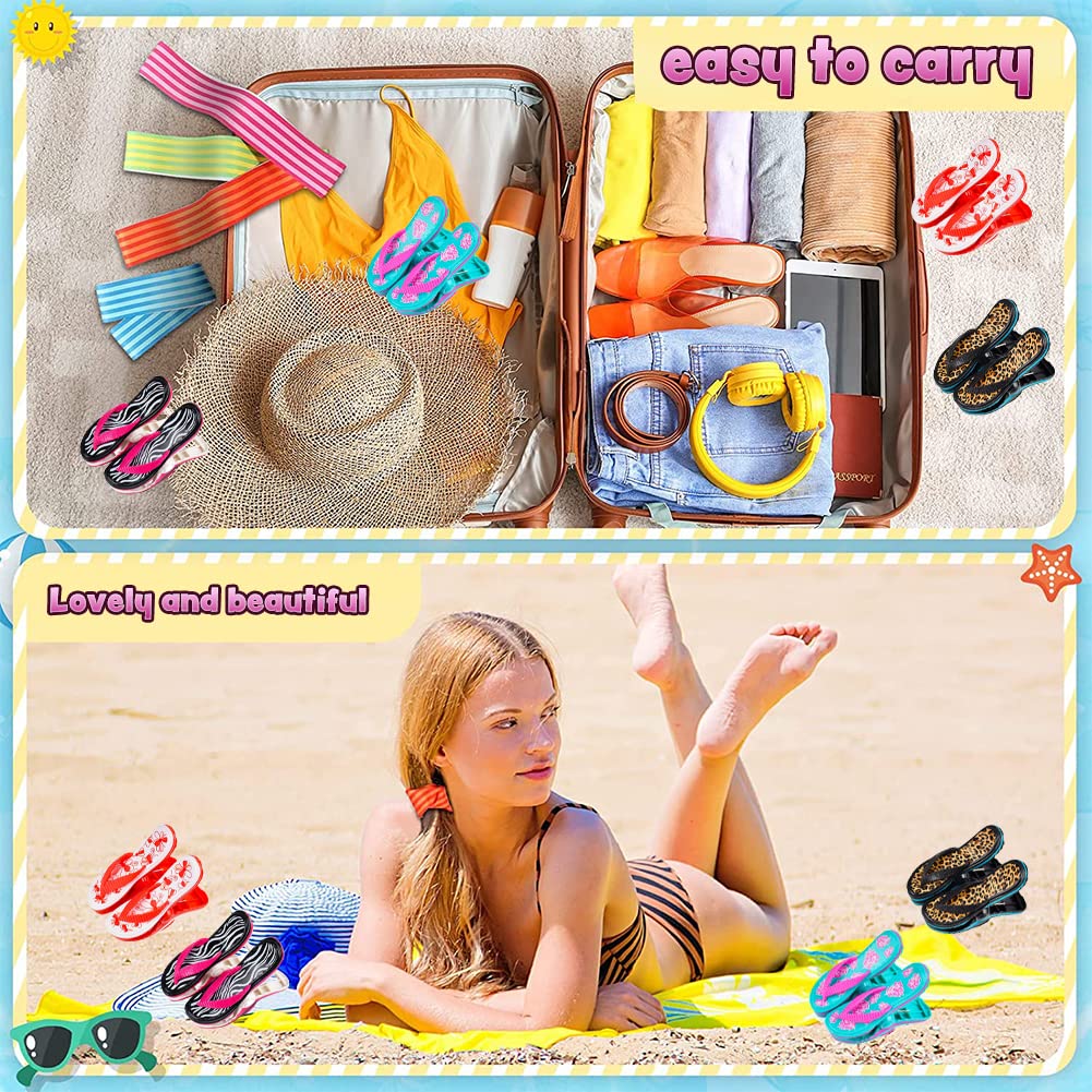 8Pcs Jumbo Beach Towel Clips - Heavy Duty Lounge Chair Clips, Slipper Towel Holders & Clothes Pegs - Bright Color Pool Accessories for Patio, Vacation, Beach & Backyard (Slippers-B, 8 Pack) - Perfect for Securing Towels on Chairs, Hanging Swimsuits & Organizing Poolside Essentials