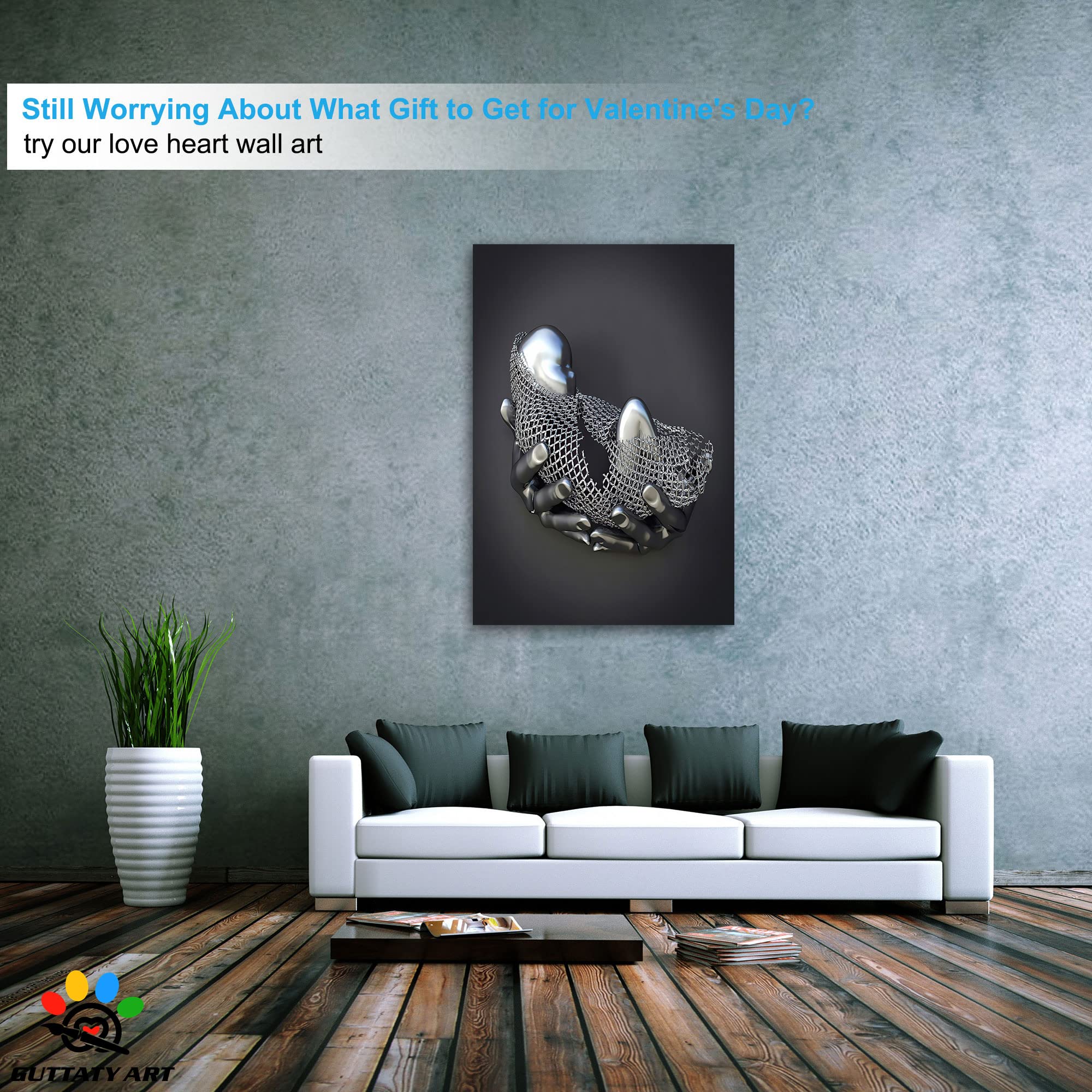 3D Metal Effect Canvas Wall Art - Modern Silver Framed Wall Decor for Living Room & Bedroom - Mother's Day Gift for Mom - 32x48 Inches - Perfect for Home, Office & Nursery Decor