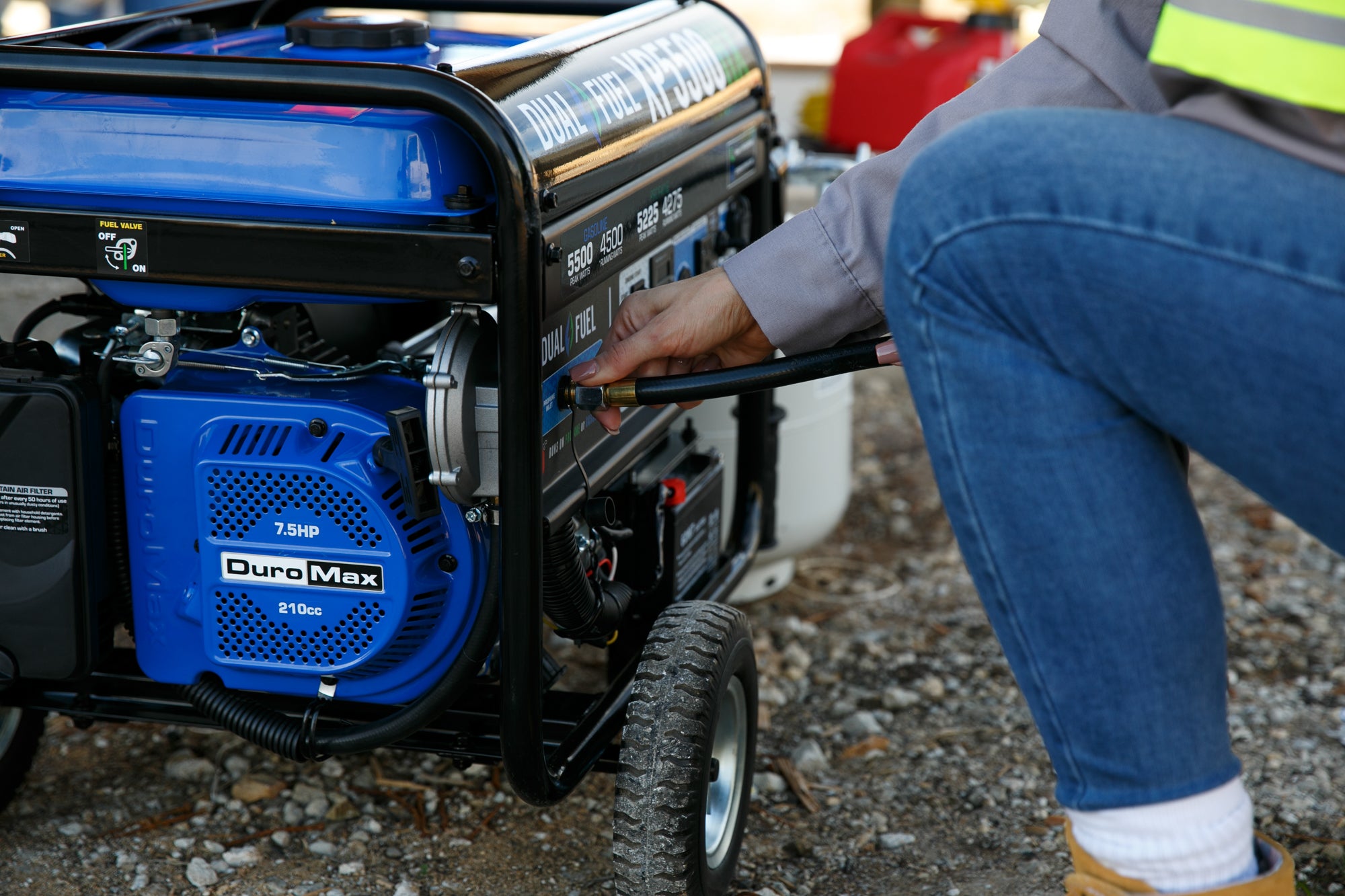 5500W Dual Fuel Portable Generator with CO Alert - Gas & Propane Powered for Camping, RV, Home Backup & Emergency Power