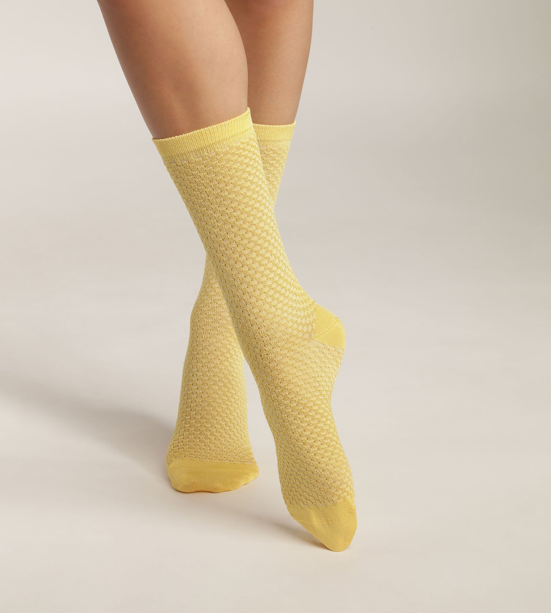 Women's Viscose Socks with Waffle Texture in Lemon Color - Stylish & Comfortable for Everyday Wear, Work, and Casual Outfits