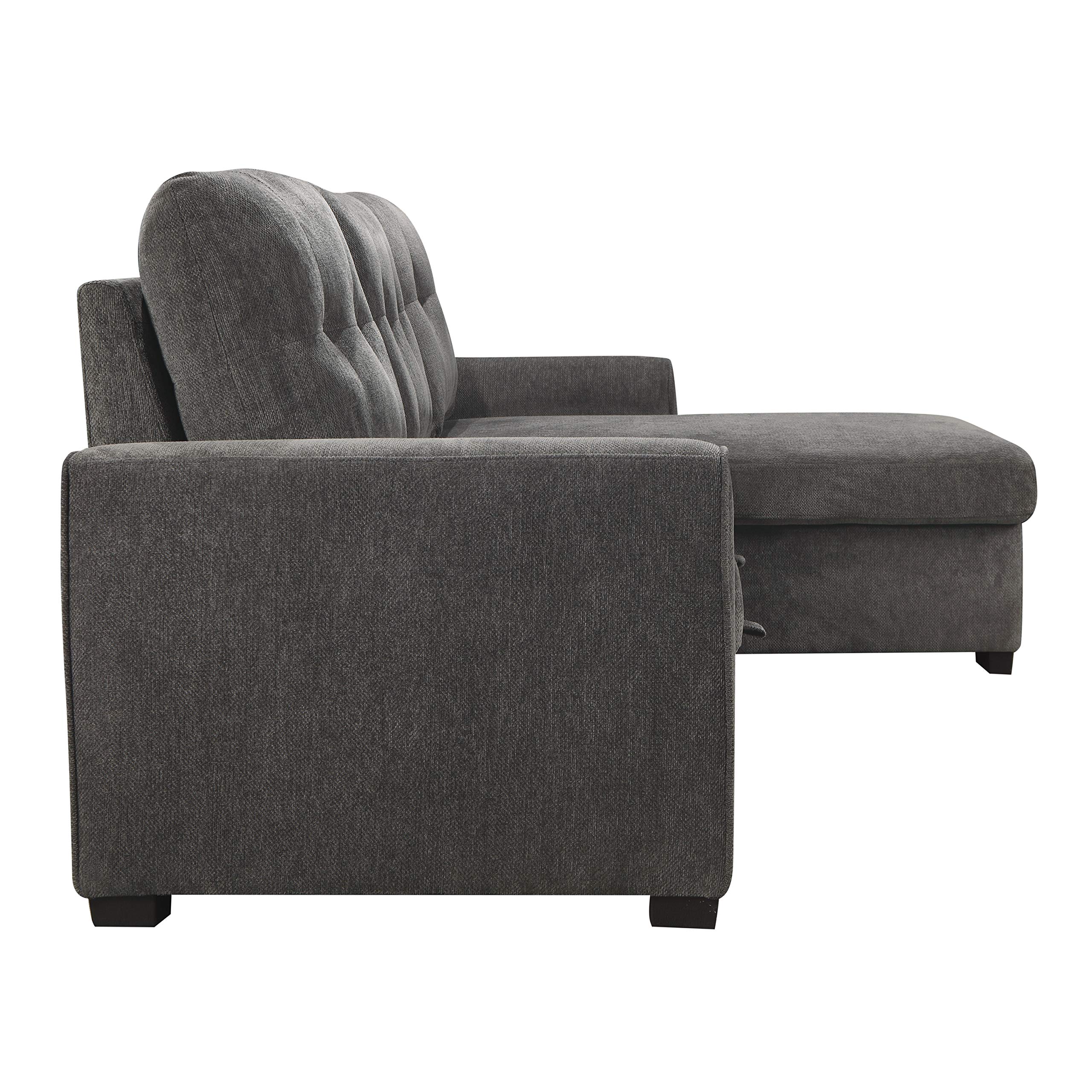 Lexicon L-Shaped Sectional Sofa Bed with Storage Chaise - Reversible Sleeper Couch for Living Room, Pull-Out Bed & Chaise Lounge - Perfect for Small Spaces, Guest Rooms & Apartment Living (Dark Gray)