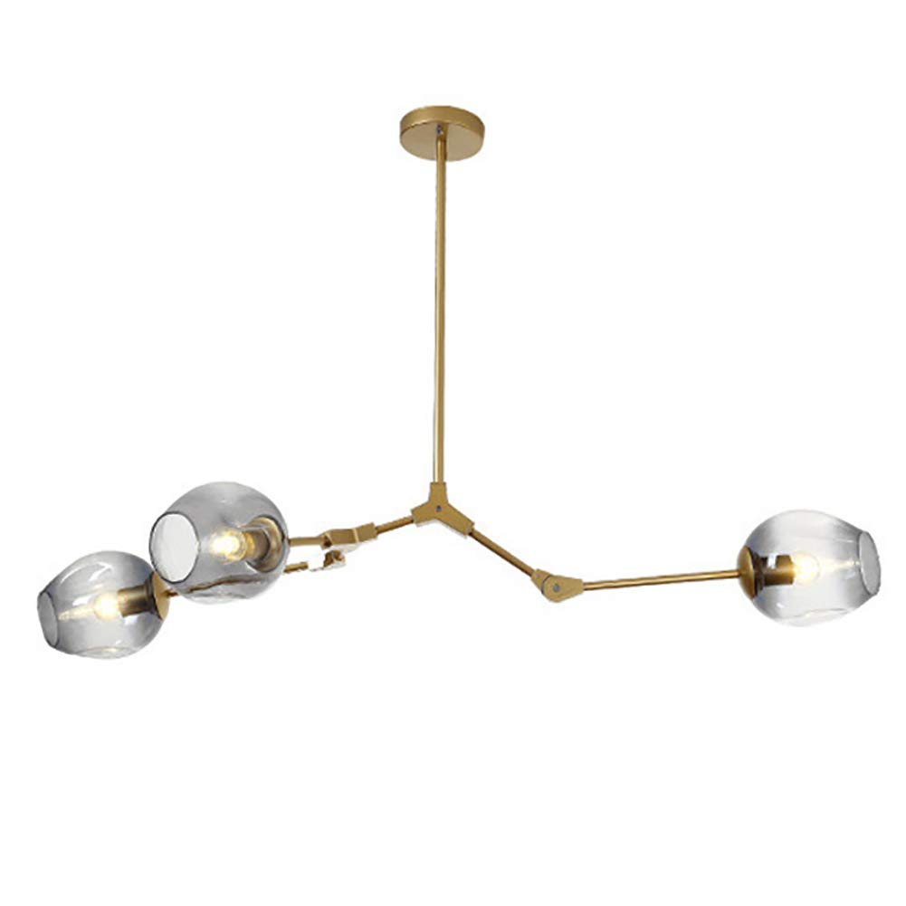 Modern 6-Light Adjustable Bubble Sputnik Chandelier - Black Metal Frame with Chrome Finish & Gradient Smoke Gray Glass Shades - Perfect for Kitchen Island, Dining Room, and Contemporary Living Spaces
