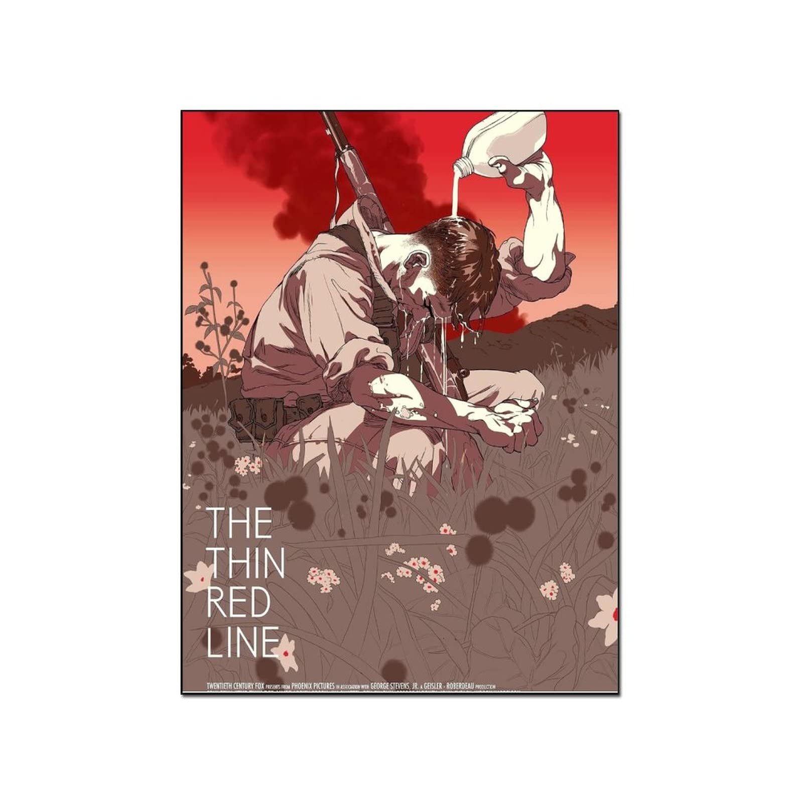 The Thin Red Line (1998) Movie Poster - Premium Canvas Wall Art Print for Living Room & Bedroom Decor - 24x32 Inches (60x80cm) Framed Style - Perfect for Film Lovers & Home Theater Enthusiasts