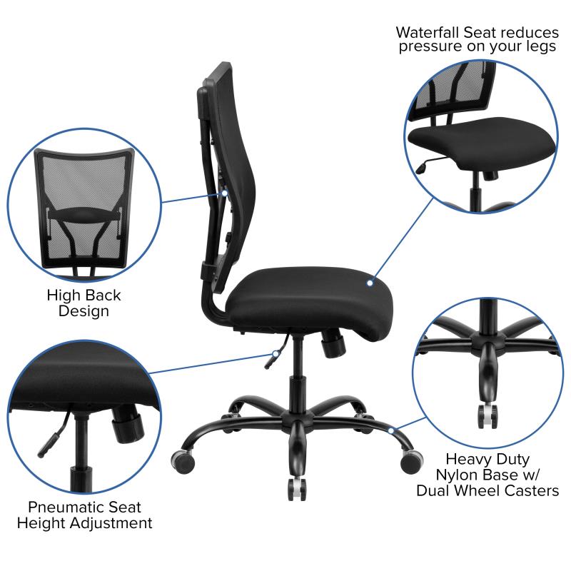Hercules Black Mesh Executive Swivel Ergonomic Office Chair with Adjustable Arms - Heavy Duty 400 lb Weight Capacity - Perfect for Home Office, Gaming & Workspace Comfort
