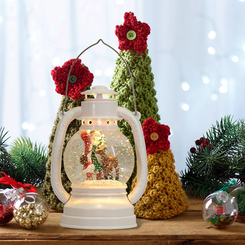 Wondise Christmas Snow Globe Lantern with 6-Hour Timer - Battery Operated Glitter Water Swirling Santa Decor - Holiday Home Decor for Christmas, Thanksgiving & Winter Parties - Perfect Gift for Family & Friends