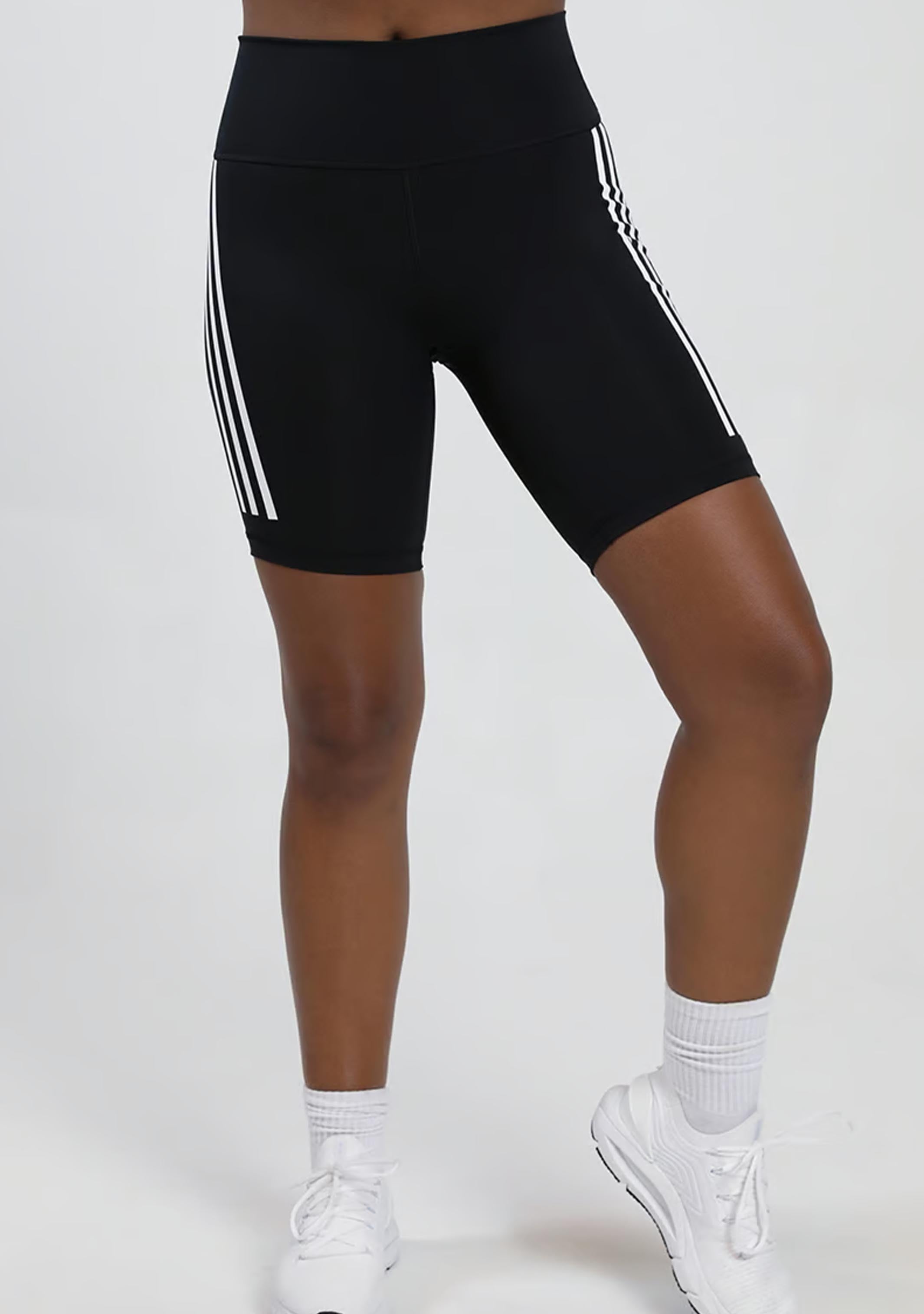 Adidas Women's Optime Trainicons 3-Stripes Bike Shorts - High Waisted Workout Leggings for Running, Yoga & Gym - Breathable & Comfortable Activewear