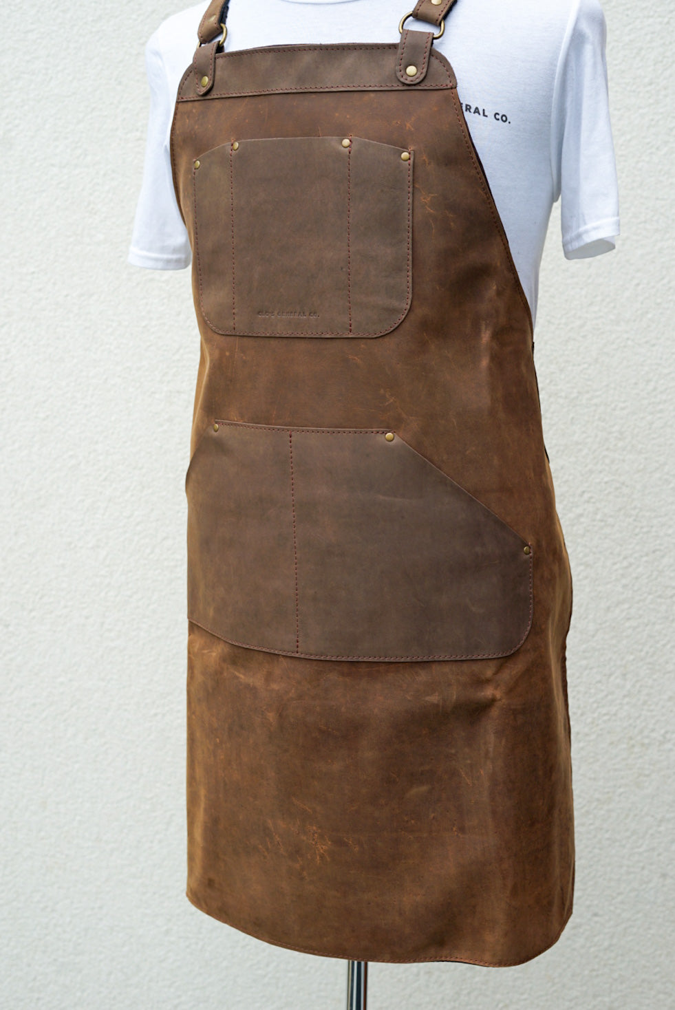 Premium Full Grain Leather Apron - Crazyhorse Brown Work Apron with Extra Pockets for Cooking, BBQ, Woodworking & Crafts