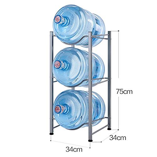 3-Tier Stainless Steel Water Bottle Storage Rack - Heavy Duty Water Cooler Jug Organizer for Kitchen, Office & Home - Space Saving Silver Shelf (Perfect for Pantry, Breakroom & Dorm Organization)