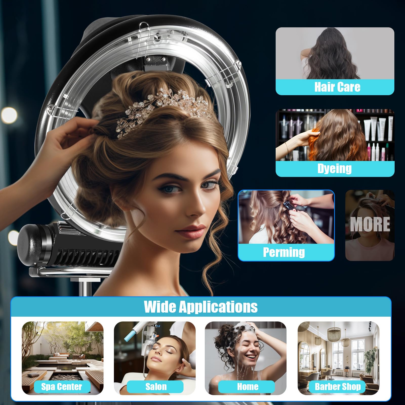 Professional 1000W Orbiting Infrared Hair Dryer with Stand - Salon-Grade Color Processing for Faster Drying & Styling - Perfect for Home & Salon Use