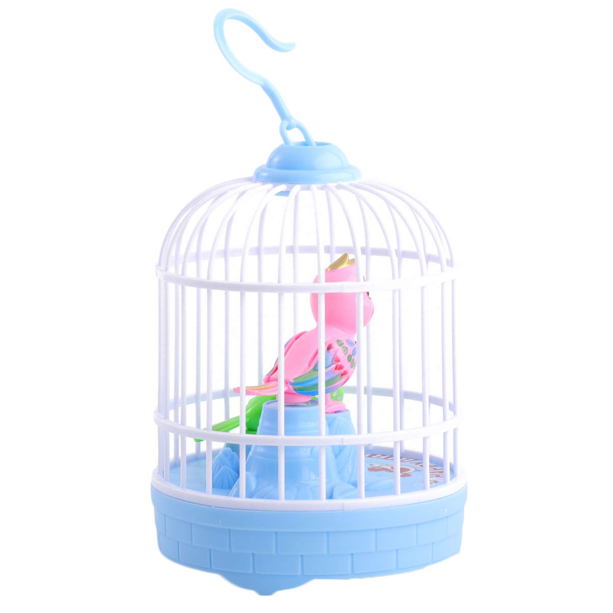 NUOBESTY Electronic Cat Toys with Realistic Singing & Chirping Bird in Cage - Interactive Learning Toys for Kids, No Battery Musical Toy for Children (Blue) | Fun Playtime & Early Education Gift for Toddlers & Preschoolers