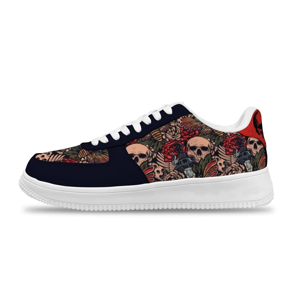 Customized TUYAI Air Force Dead Skull & Rose Sneakers - Men's & Women's Fashion Sports Shoes for Streetwear & Gothic Style Outfits