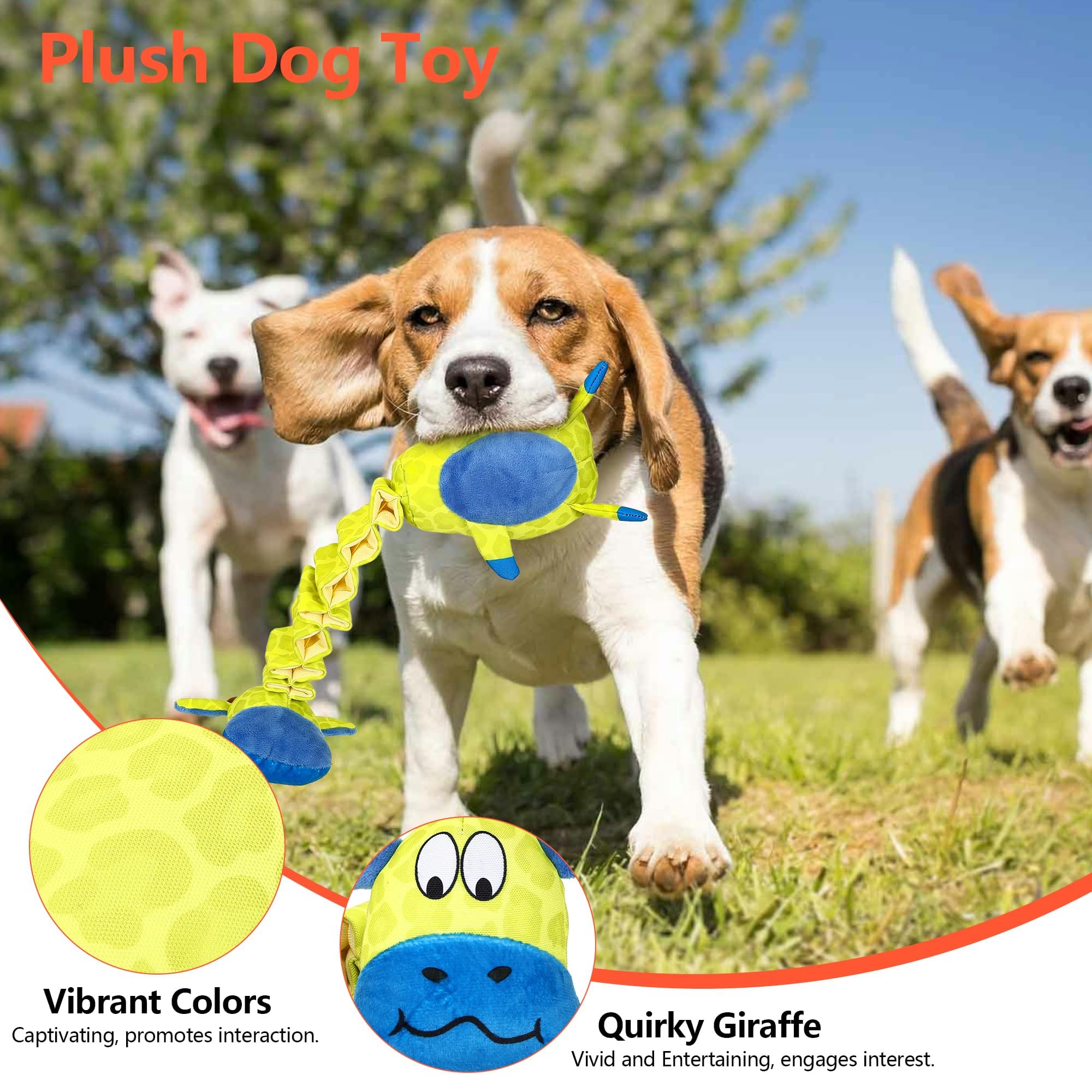 **PUHOHUN Squeaky Dog Toys for Large Dogs – Interactive Tug of War, Cotton & Crinkle Paper, Durable Chewing Stuffed Toy – Perfect for Playtime, Training, and Bonding with Your Pet**