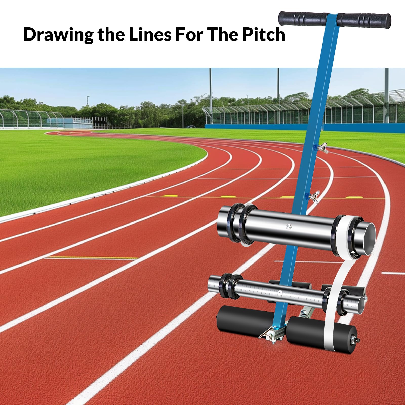Court Line Tape Machine with Drawing Circle Kit - Parking Lot Striping Machine for Driveway, Asphalt, Concrete, Basketball & Pickleball Courts - Road Warning Line Marker for Sports Fields & Construction Sites