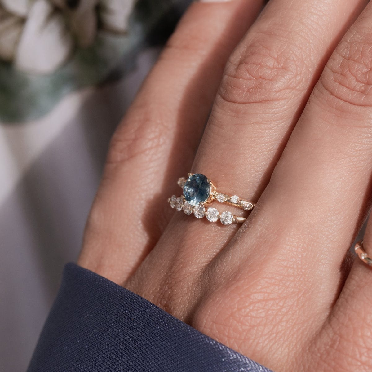 Starry Ocean Blue Ring for Women - Elegant Silver Wave Design Jewelry - Perfect for Beach Weddings, Date Nights & Gifts
