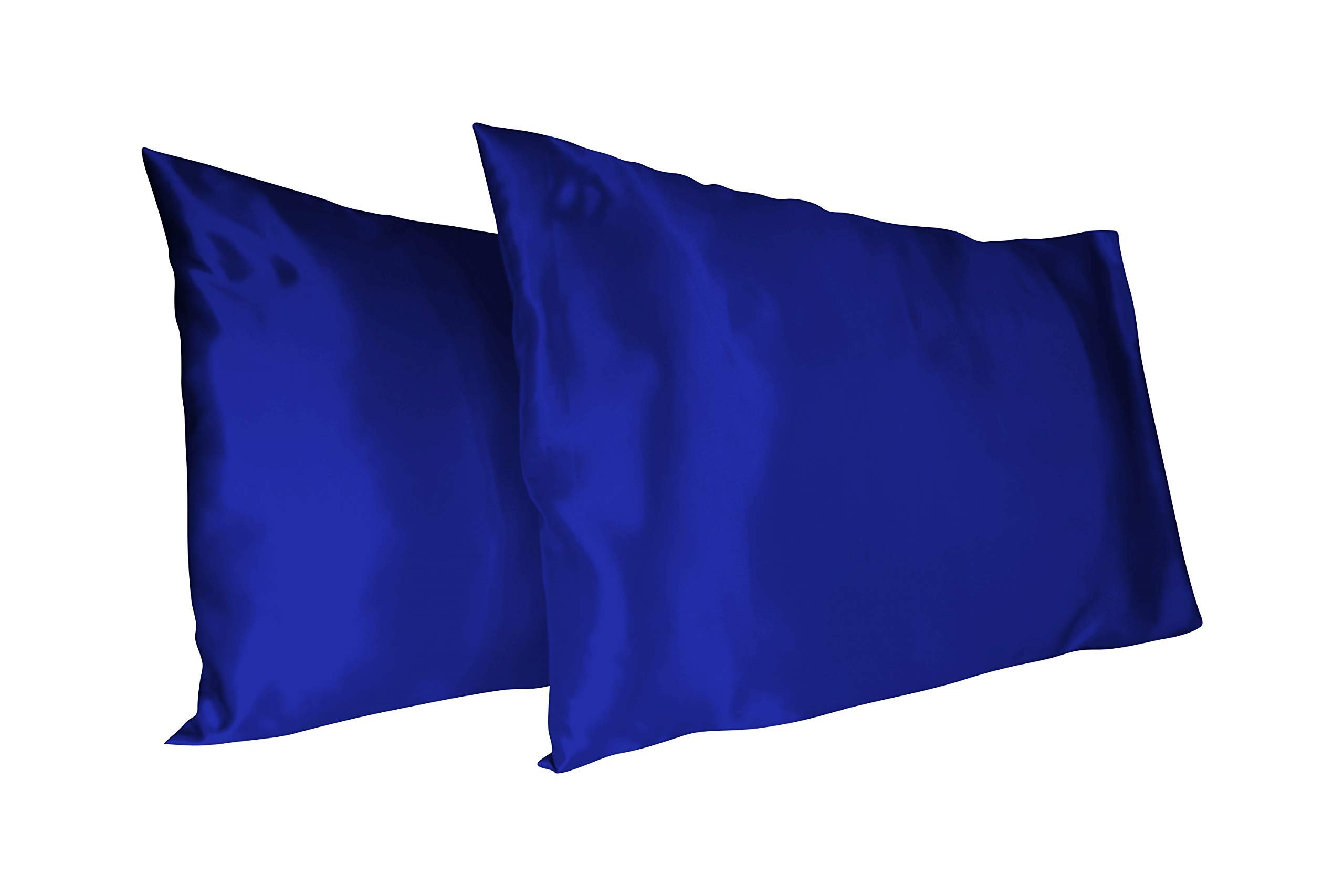 Luxury Satin Pillowcase for Hair and Skin - 2 Pack Super Soft Cooling Pillow Covers (20x60 Inches) with Envelope Closure - Royal Blue - Perfect for Beauty Sleep & Skin Care
