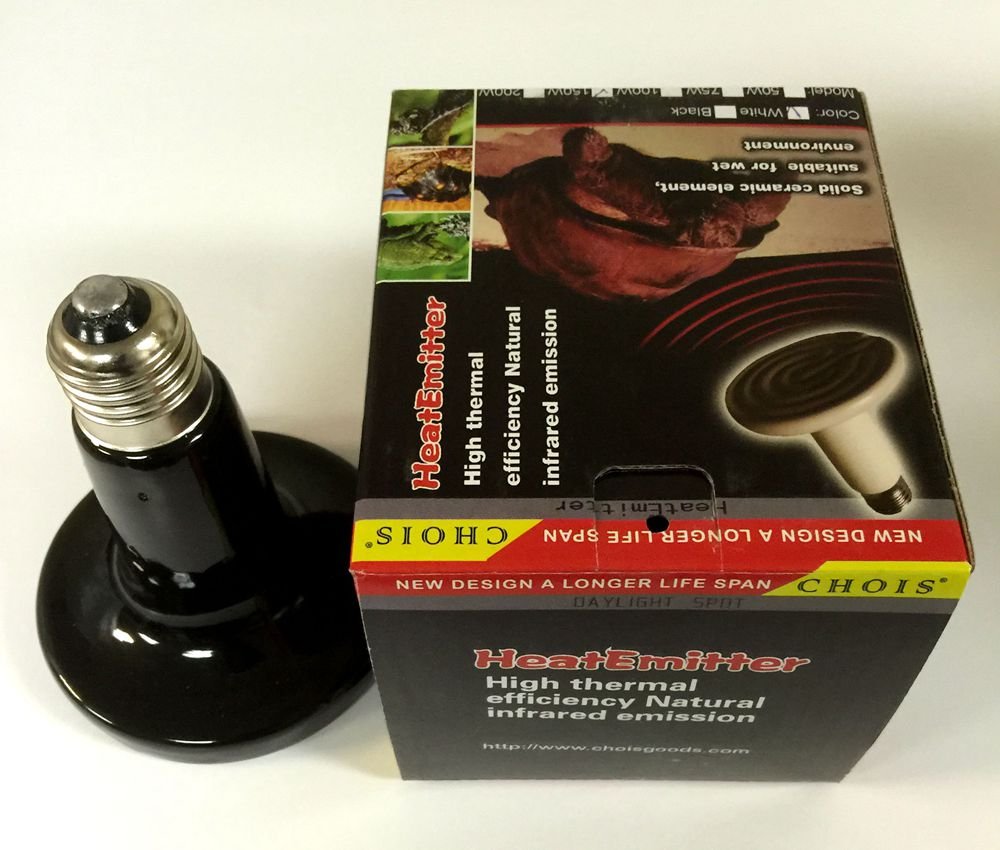 CHOIS 100W Black Infrared Heat Lamp for Plants, Reptiles & Pets - Ideal for Indoor Gardening, Turtle Tanks & Reptile Terrariums