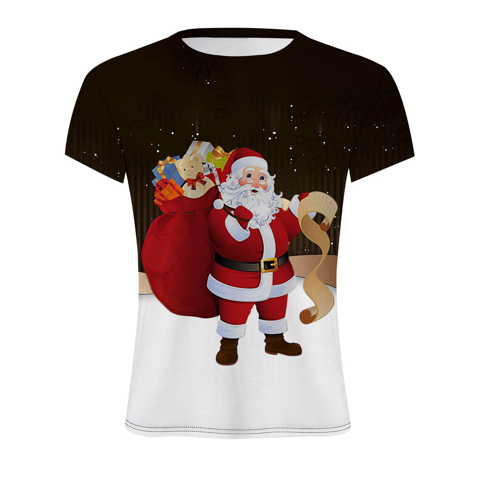 Funny Ugly Christmas Shirt for Men - Santa Claus Graphic Printed Short Sleeve Crewneck T-Shirt - Novelty Holiday Tee - Perfect for Ugly Sweater Parties & Family Gatherings