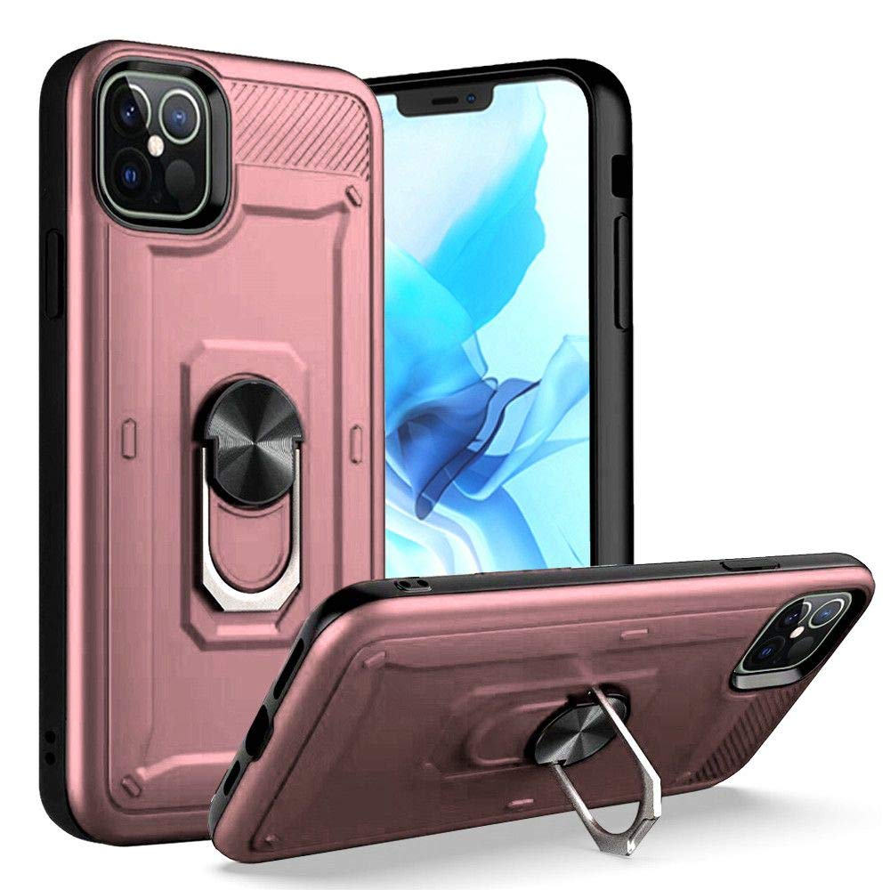 Magnetic Ring Kickstand Case for iPhone 12 Pro Max 6.7 Inch - Rose Gold | Champion Brand | Perfect for Hands-Free Viewing, Gaming & Video Calls