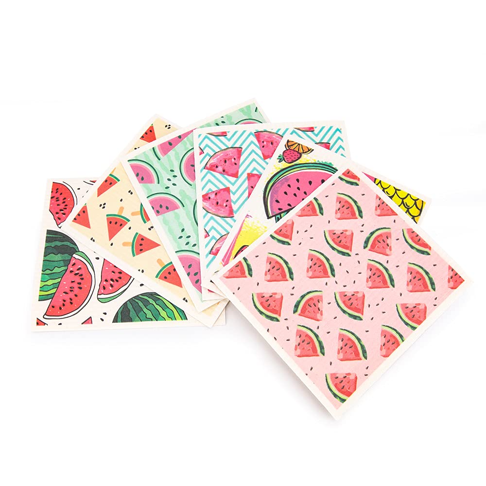 Reusable Swedish Dishcloths - 6 Pack Kitchen Cleaning Cloths for Dishes & Countertops