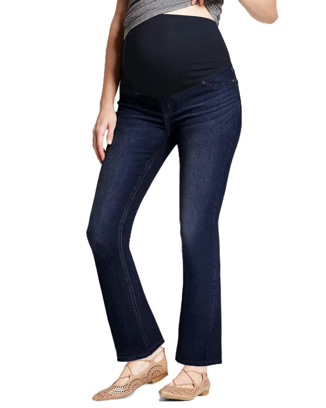Hybrid & Company Super Comfy Stretch Women's Maternity Bootcut Jeans with Real Pockets - Perfect for Pregnancy Comfort & Everyday Wear