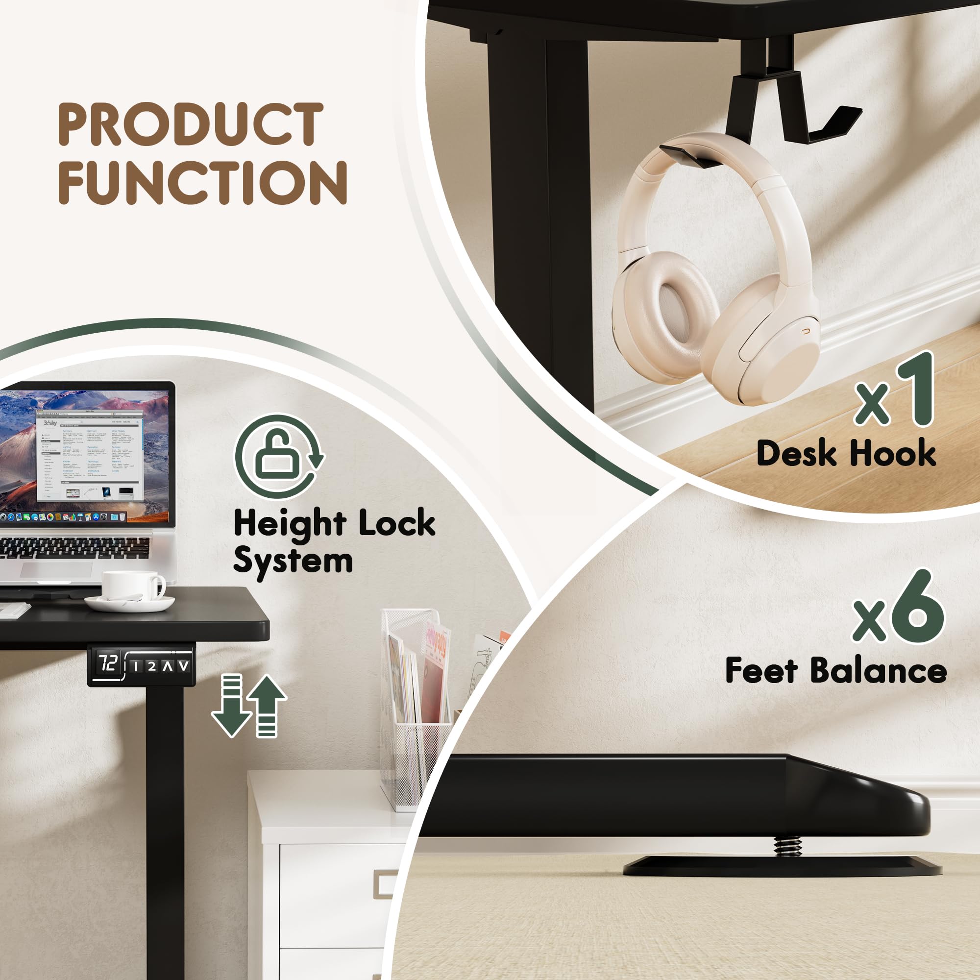 Furmax Electric L-Shaped Standing Desk 63 x 55 Inch - Adjustable Height Corner Computer Workstation with Memory Presets, Ergonomic Home Office Desk (Black) | Perfect for Small Spaces, Remote Work & Gaming Setup