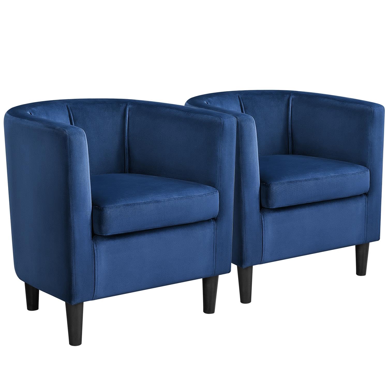 Yaheetech Velvet Accent Chair Set of 2 - Modern Upholstered Barrel Armchairs for Living Room, Bedroom & Office - Plush Comfortable Lounge Chairs in Blue - Perfect for Reading Nooks, Guest Seating and Cozy Home Decor