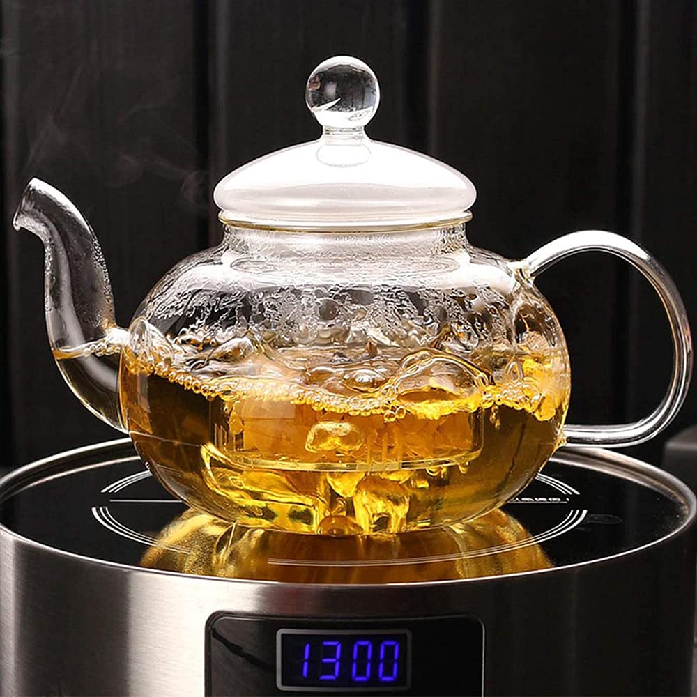 Premium Borosilicate Glass Teapot with Infuser - 23 oz Heat-Resistant Teapot for Loose Leaf Tea, Herbal Tea & Iced Tea - Perfect for Home, Office & Tea Ceremonies