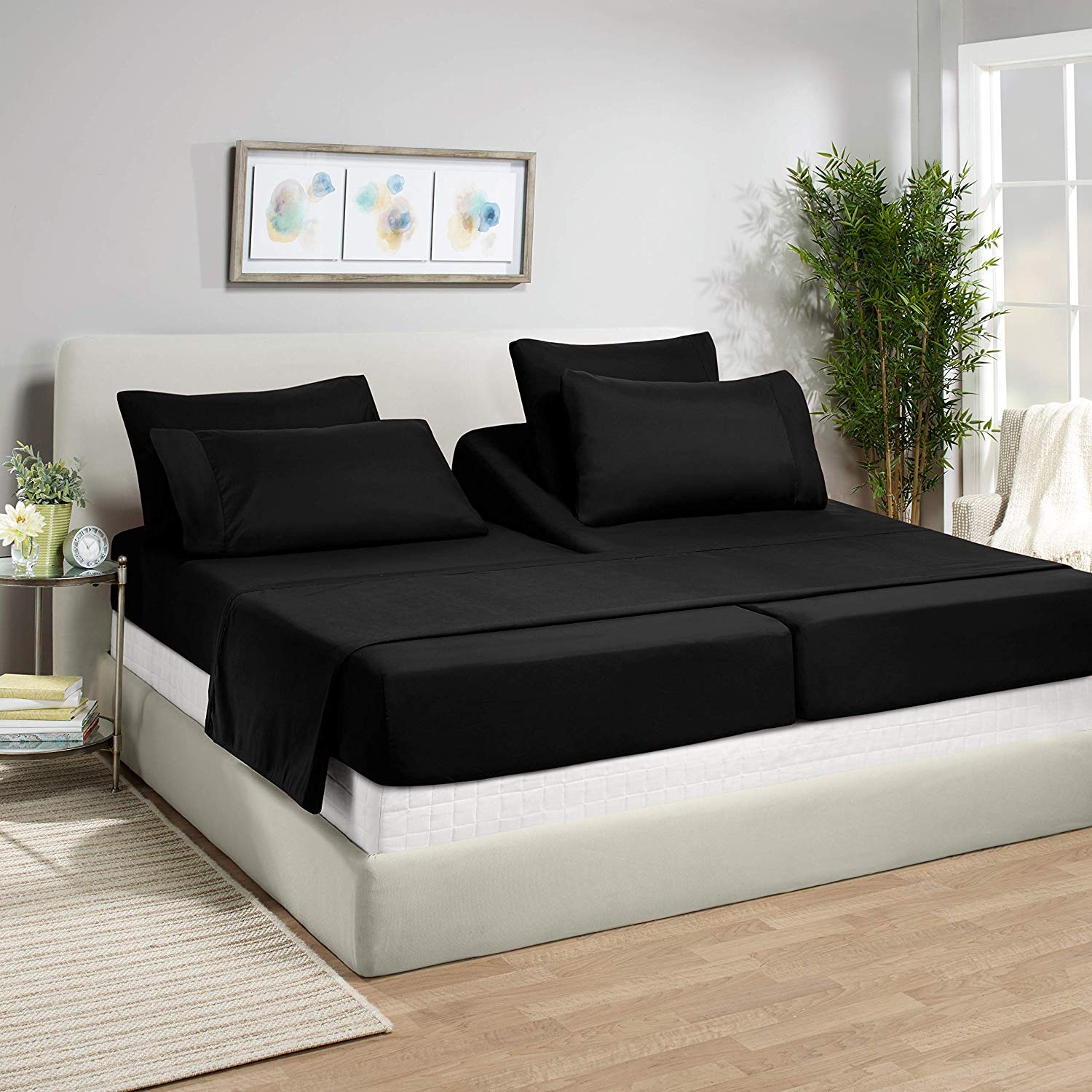 Premium 5-Piece Split King Sheet Set - 100% Egyptian Cotton 800 Thread Count - Deep Pocket Fits 15