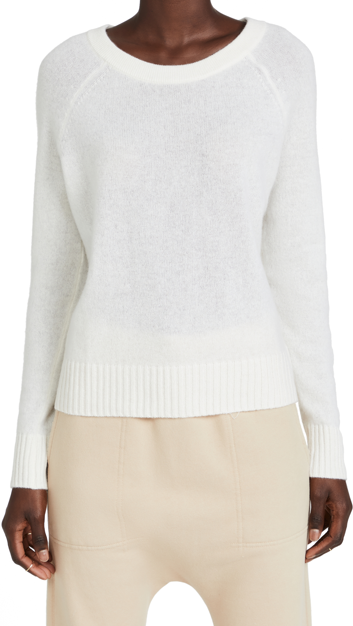 Luxury White + Warren Women's Cashmere Long Sleeve Sweater - Soft Warm Winter Pullover for Office & Casual Wear