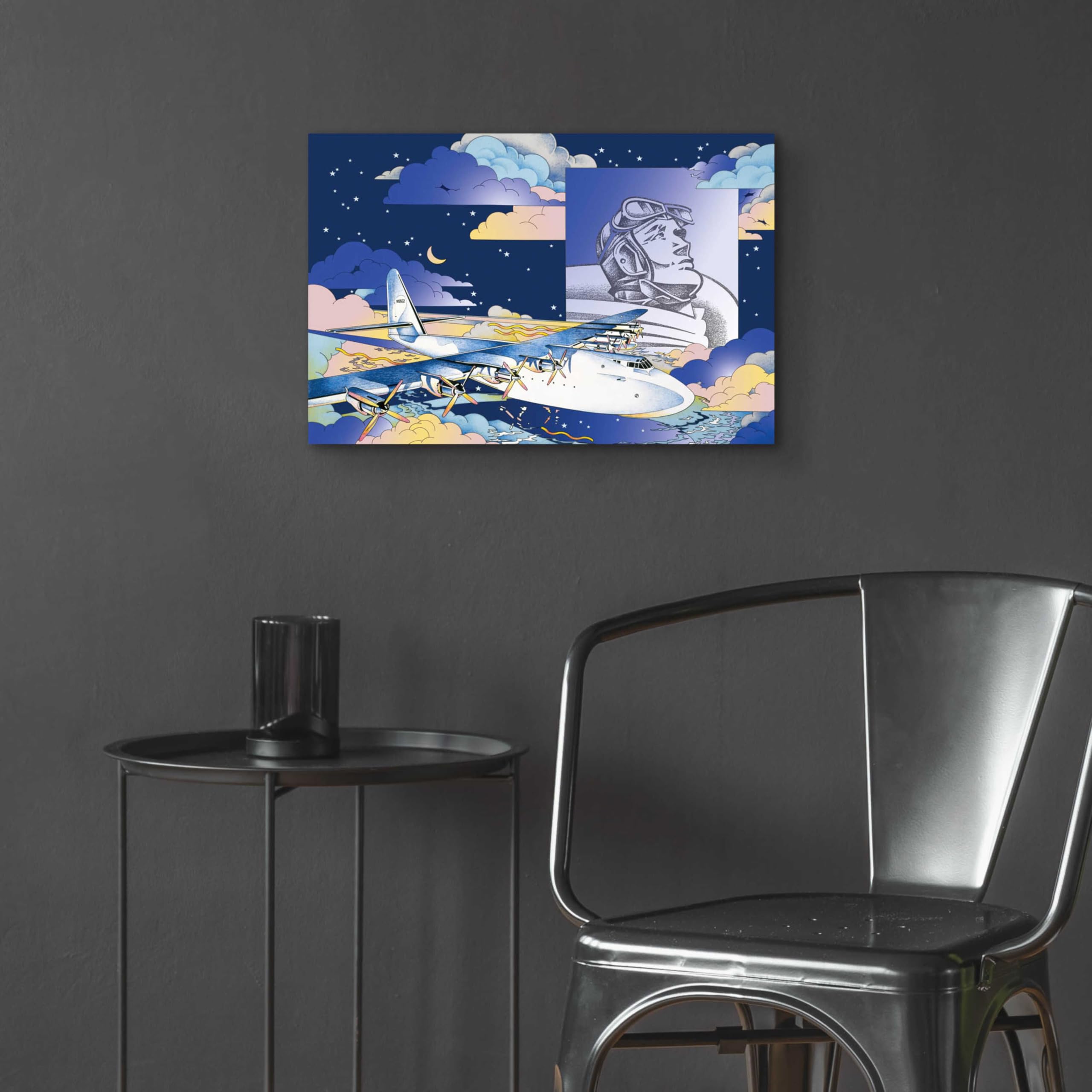 Epic 'Spruce Goose' Aviation Art Print by David Chestnutt - 24x16 Inch Acrylic Glass Wall Decor - Perfect for Home Office, Living Room & Man Cave Decor