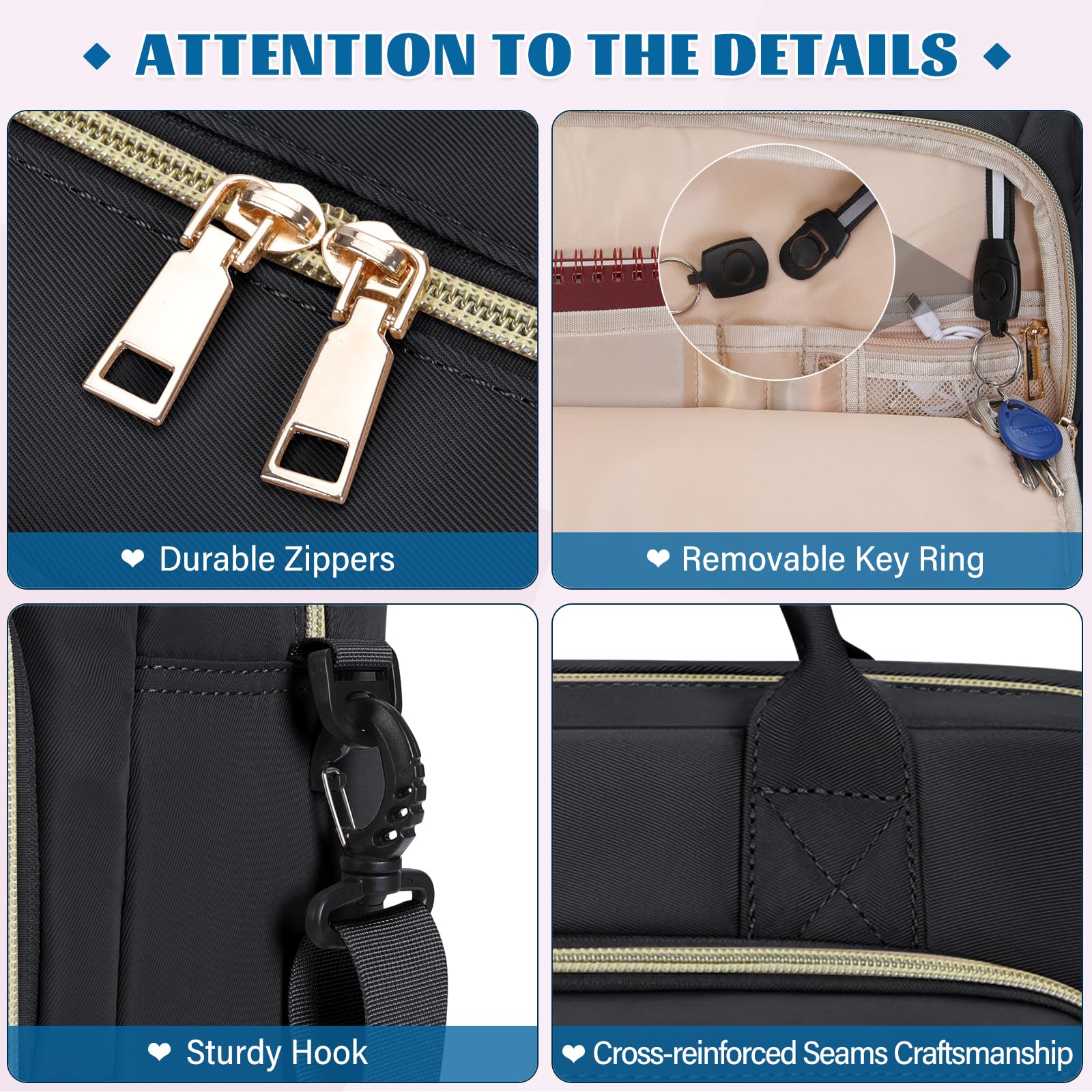 17.3 Inch Waterproof Laptop Bag for Women - Professional Business Briefcase & Large Messenger Bag for Office, Work & College | Durable Computer Case for Commuting, Travel & Daily Use (Black)