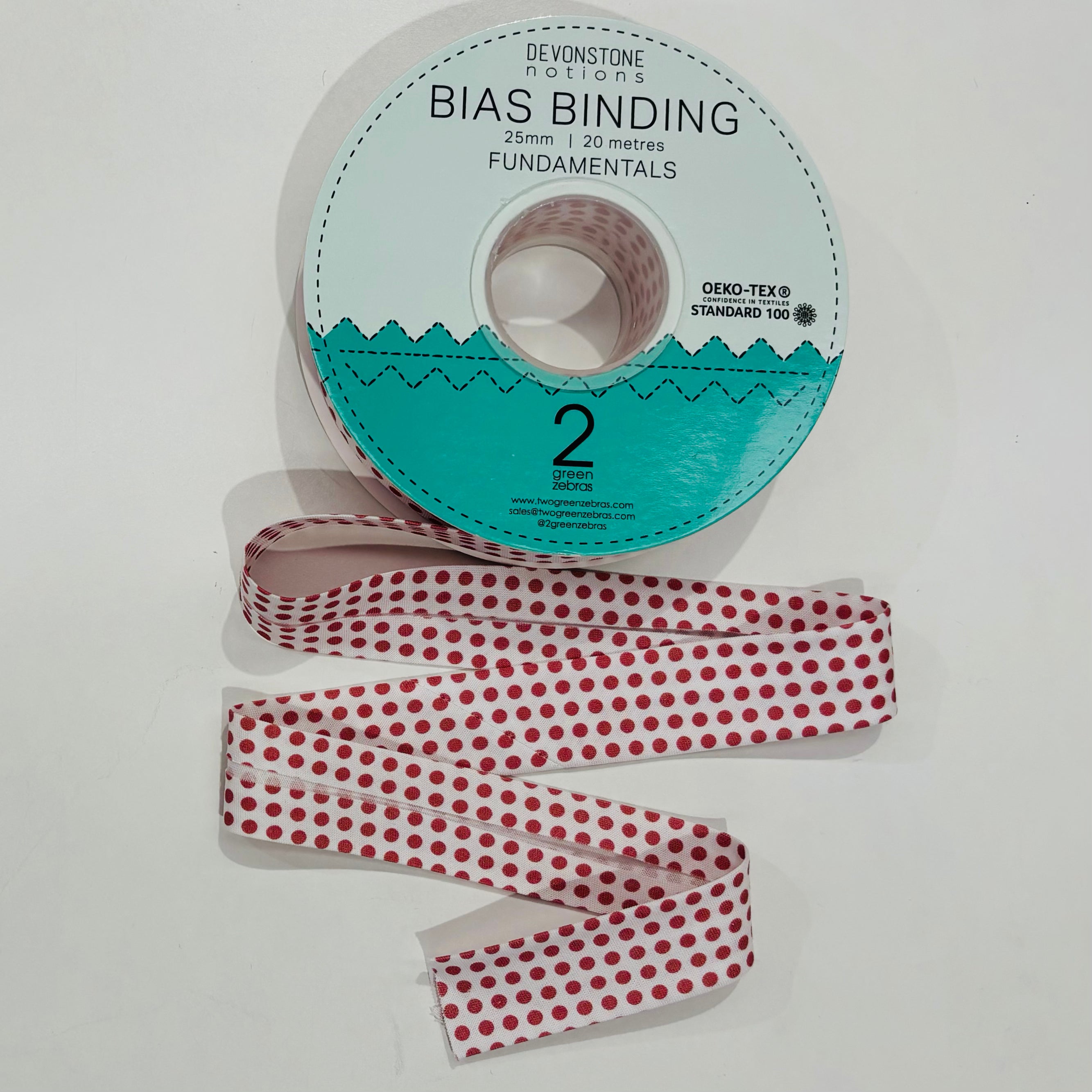 Antique Red Dot 25mm/1 Inch Double Fold Bias Binding Tape DVBB2987 - Perfect for Quilting, Sewing, and DIY Craft Projects