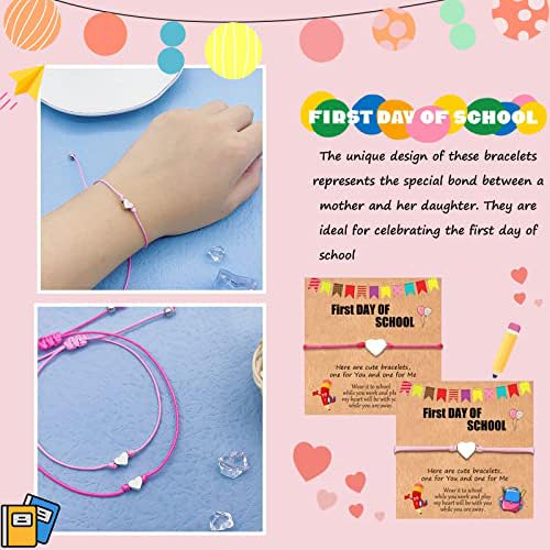 HOHOTANG Matching Heart Wish Bracelets for Women - Cute Friendship Bracelets for Mother, Teacher, Granddaughter - Perfect Gift for Valentine's Day, Birthday, Anniversary