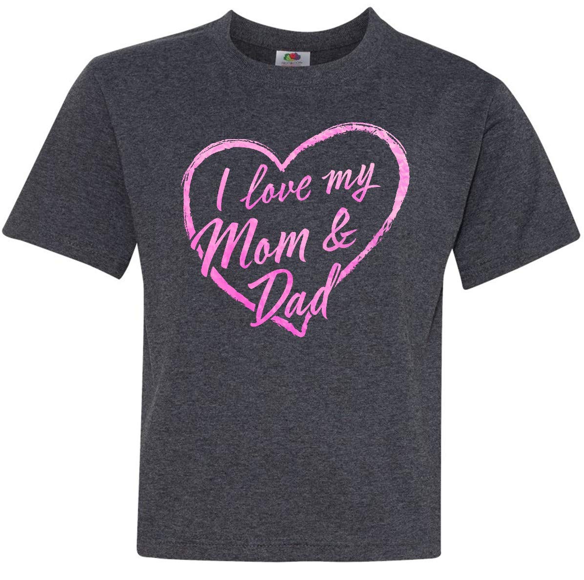 Inktastic I Love My Mom and Dad Pink Chalk Heart Youth T-Shirt - Cute Family Matching Outfits for Kids & Toddlers | Perfect for Mother's Day, Father's Day & Family Photos