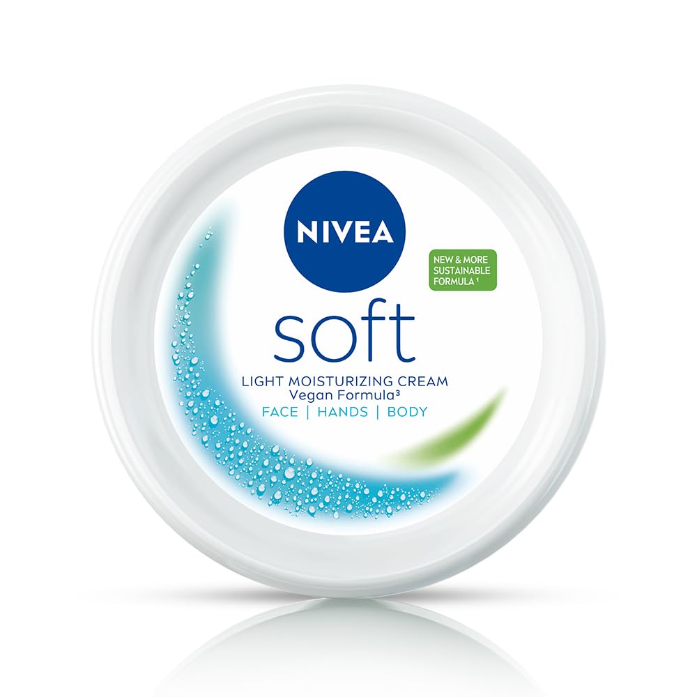NIVEA Soft Light Moisturizing Cream for Face, Hands & Body - Vitamin E & Jojoba Oil Hydration - Non-Greasy Formula - 6.8 fl oz - Perfect for Daily Skincare & Dry Skin Relief
