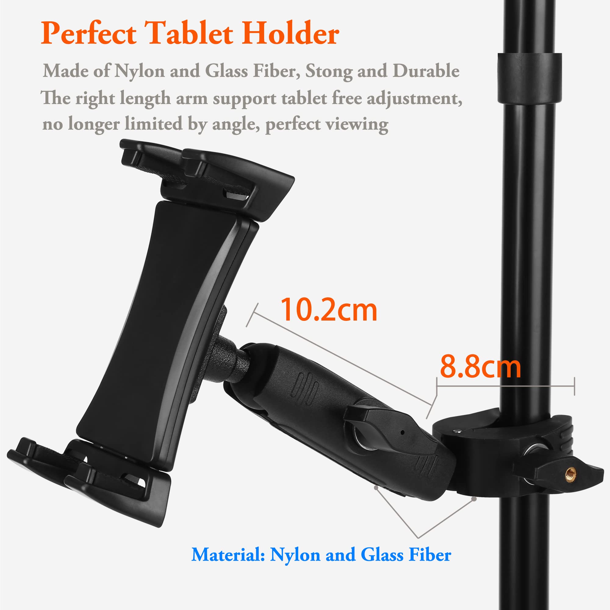 Adjustable Rotatable iPad Holder for Mic Stand - Universal Tablet & Phone Mount with Super Clamp for iPad Pro 12.9/Air/Mini, Android Devices (4-13.5