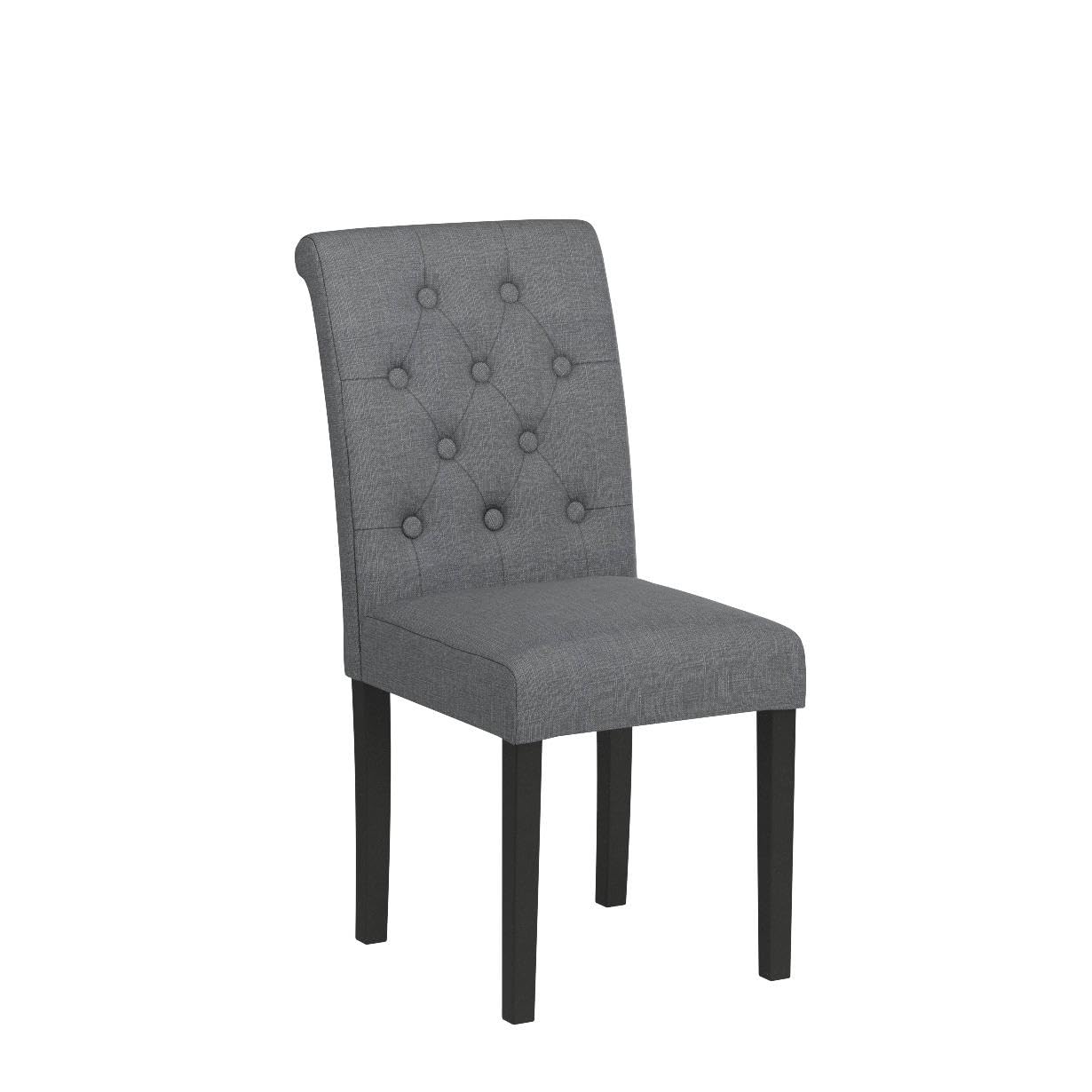 Set of 4 Upholstered Fabric Dining Chairs with Button-Tufted Details - Gray Modern Kitchen Chairs for Dining Room, Breakfast Nook & Home Decor