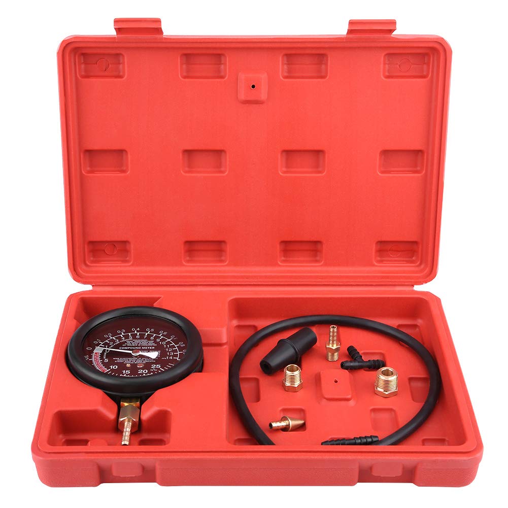 KIMISS Car Engine Vacuum Fuel Pump & Vacuum Tester Gauge - Professional Carburetor Pressure Diagnostics & Leakage Tester Kit for Automotive Repair | Perfect for Mechanics, DIY Enthusiasts & Engine Maintenance