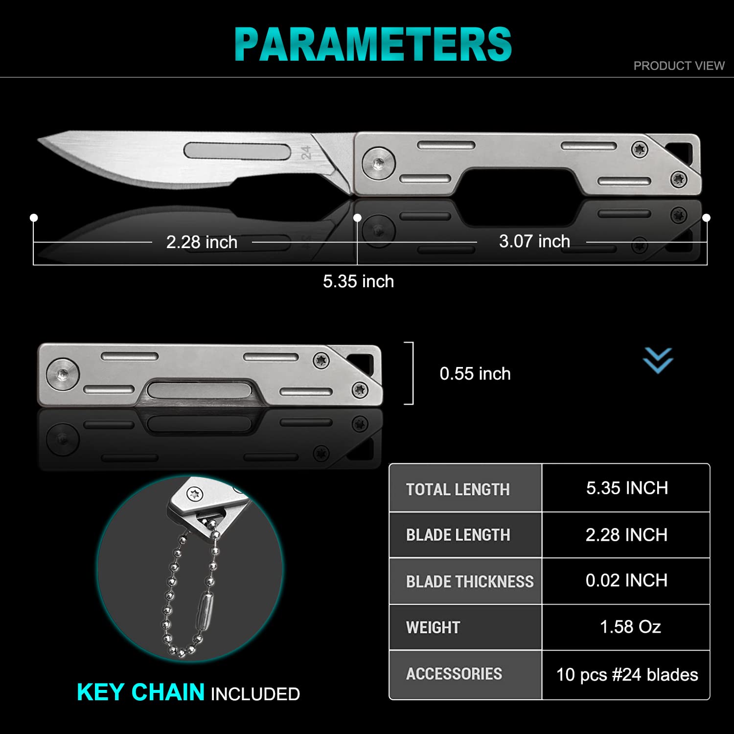 Folding Scalpel Knife - Compact Pocket Knife for Men with 10pcs #24 Replaceable Blades | EDC Utility Knife, Surgical & Outdoor Skinning Tool | Perfect for Camping, Hiking, and Everyday Carry