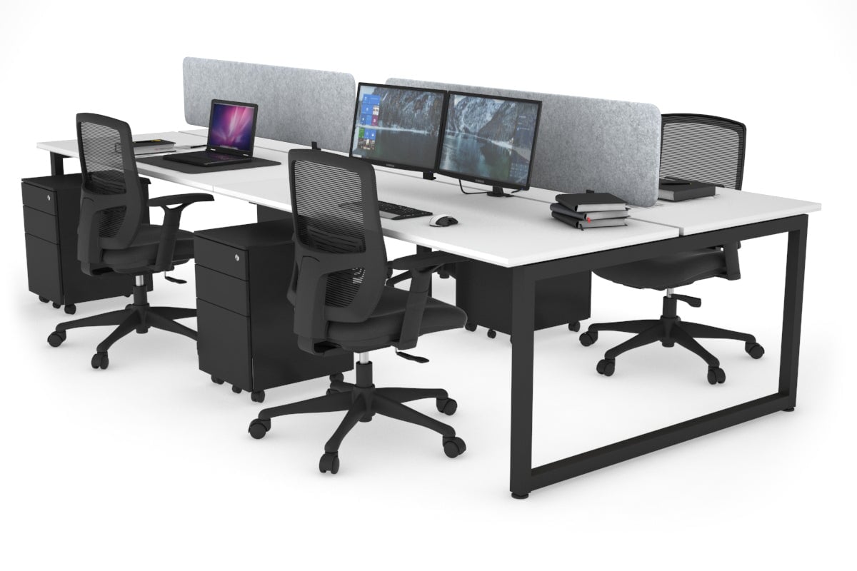 Quadro Loop Legs 4 Person Office Workstation Desk - 1800L x 700W - Modern Collaborative Workspace Solution for Team Projects & Office Meetings