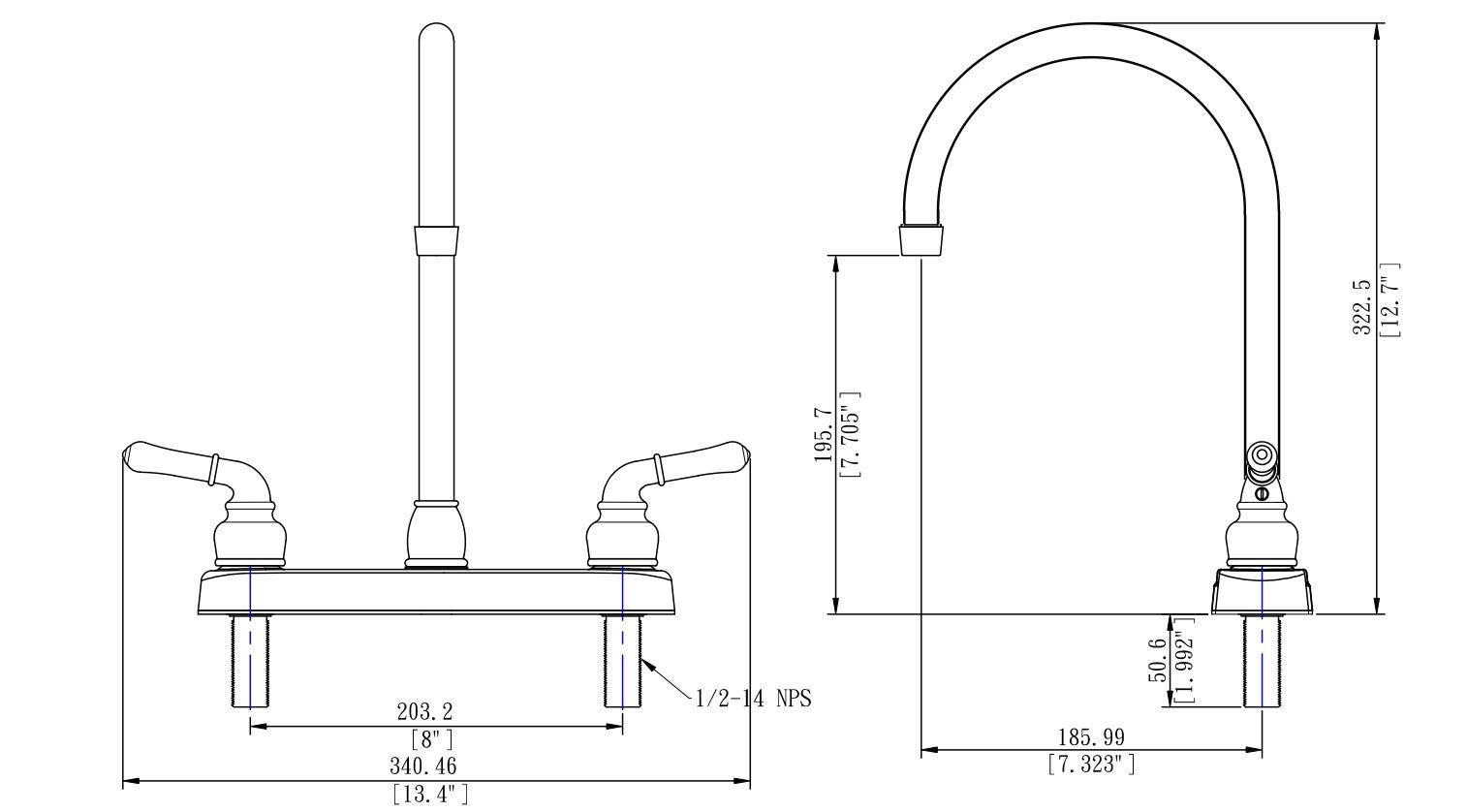 Pacific Bay Lynden Modern High Arc Kitchen Sink Faucet - Brushed Satin Nickel Finish - ABS Plastic with Metallic Coating - Perfect for Farmhouse, RV & Small Kitchen Sinks