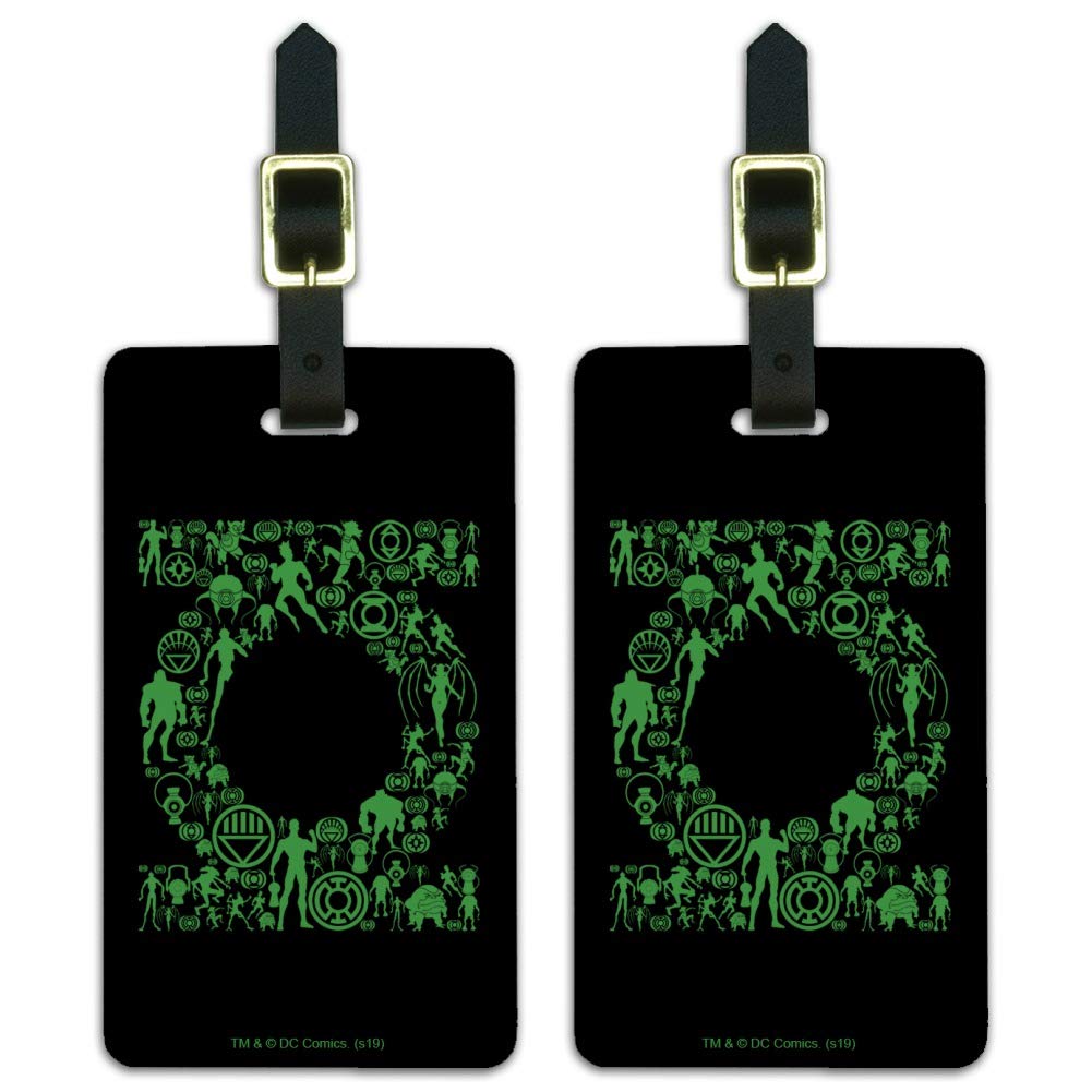 Green Lantern Logo Luggage ID Tags - Set of 2 Waterproof Travel Bag Tags for Suitcases, Backpacks & Carry-Ons - DC Comics Superhero Accessories