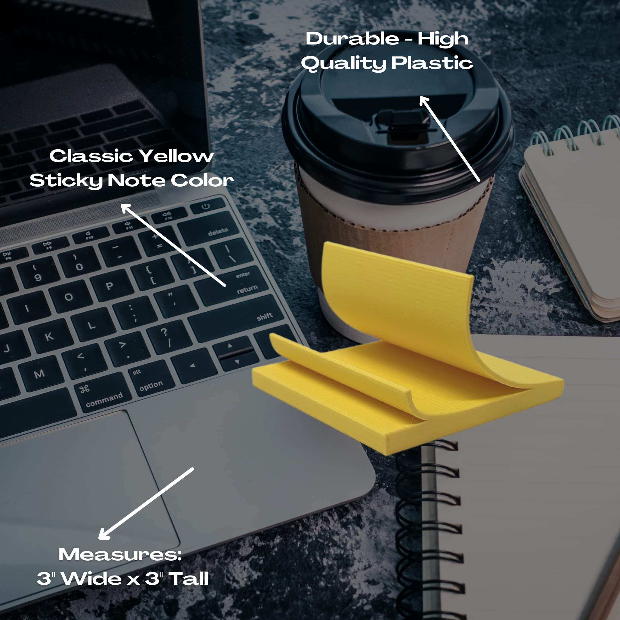 Sticky Note Replica Phone Holder Stand - Yellow Desk Organizer & Phone Stand | Made in USA | Perfect for Office, Home & Study Desk Accessories