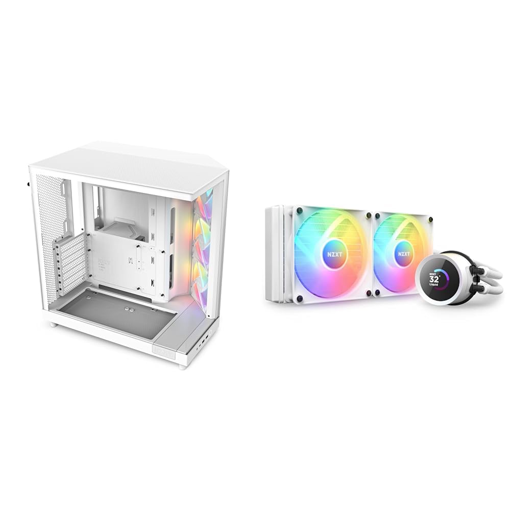 NZXT H6 Flow RGB (2023) Compact Dual-Chamber ATX PC Case with 2 RGB Fans & Kraken 240 RGB Liquid CPU Cooler - Premium Gaming PC Build for Streaming, Esports & Content Creation