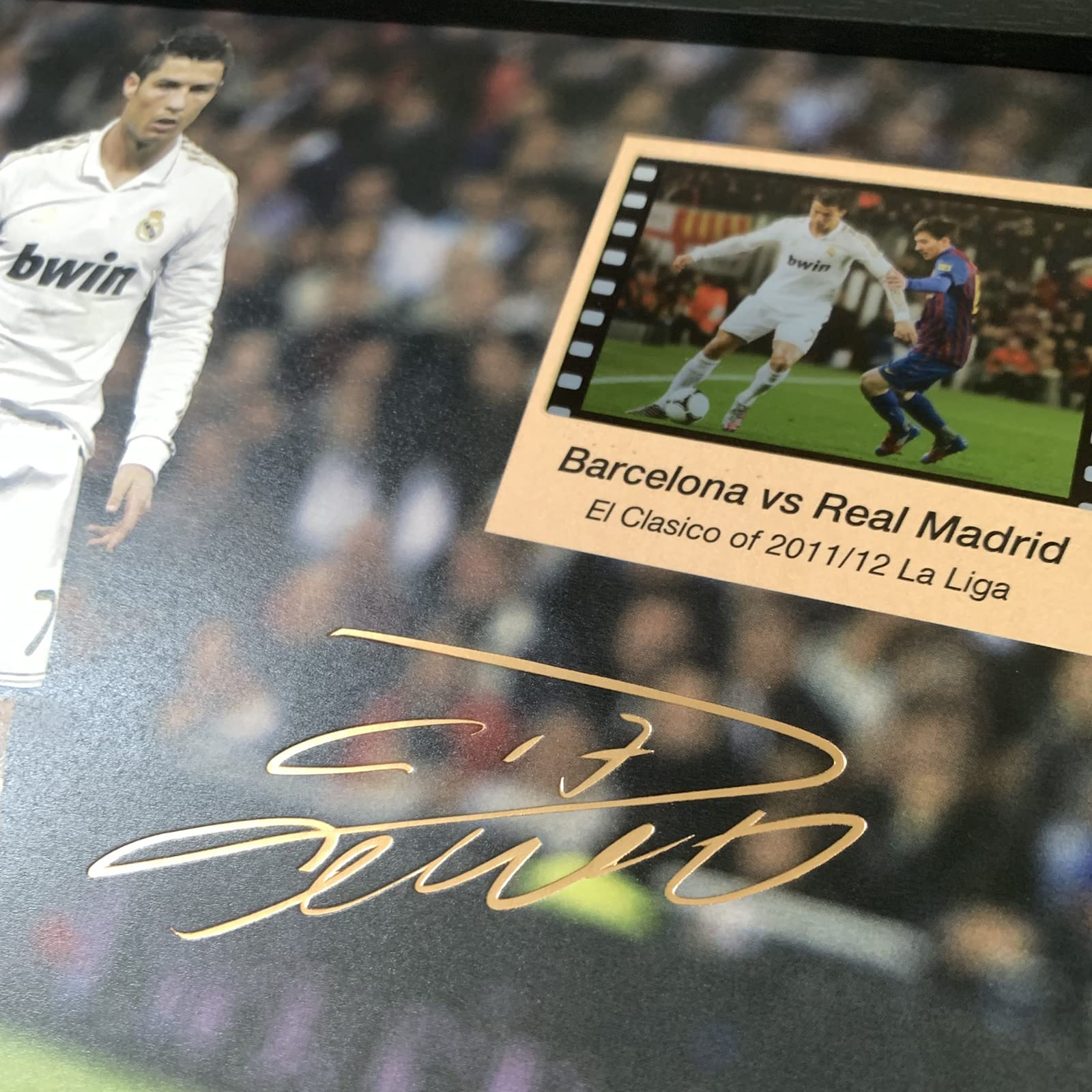 ORIMAMI Signed Cristiano Ronaldo Poster - 8x6 Inches Framed Photo with 35mm Film Display - Perfect Gift for CR7 Fans - Ideal for Bedroom, Office Decor & Soccer Memorabilia Collection