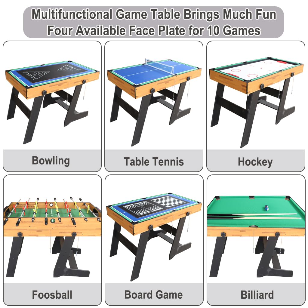 IFOYO 10-in-1 Multi-Game Table Set - Hockey, Foosball, Bowling, Billiards, Ping Pong, Chess, Checkers, Shuffleboard & Backgammon - Perfect for Game Rooms, Family Gatherings & Indoor Entertainment
