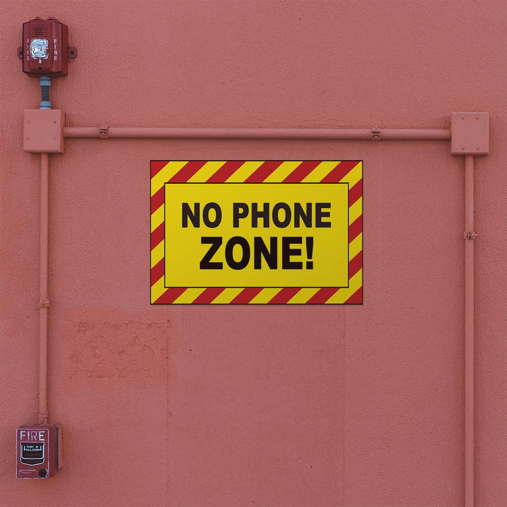No Phone Zone Decal Stickers - 14x10in, Set of 2 for Home & Office