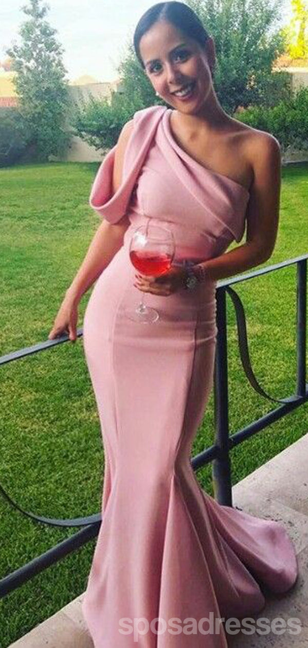 Elegant Pink Mermaid One Shoulder Maxi Long Prom Dress for Women - Formal Evening Gown for Homecoming, Wedding, Party & Special Occasions